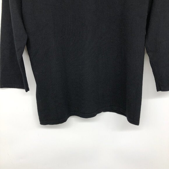 Jessica Black shell embellished V-neckline 3/4 Sleeve Blouse size ~M - Picture 5 of 12
